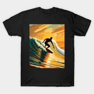 Vintage sunset surfing T-Shirt